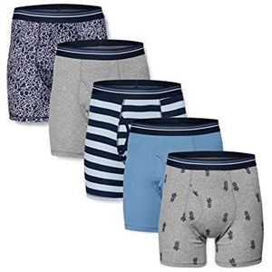 Amazon Essentials Set van 5 boxershorts zonder etiket voor heren, bloemenprint, ananas/strepen, maat M