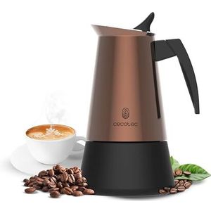 Cecotec Piccolina 200 Bronze, Italiaans koffiezetapparaat van roestvrij staal, voor alle oppervlakken, inhoud 100 ml, ideaal voor 2 kopjes, ergonomische handgreep, robuust