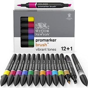 Winsor & Newton Promarker Brush Set van 12 + 1 blender vibrerende tinten