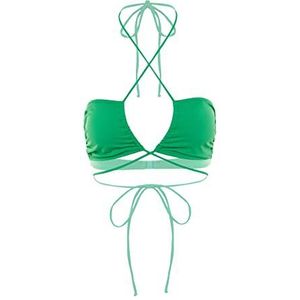 Trendyol Maillot de bain en tricot croisé pour femme Coupe régulière, vert foncé, 42