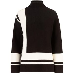 APART Fashion Apart Oversized trui van een zachte trui voor dames, Zwart/Crème
