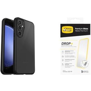 OtterBox Sleek Beschermhoes voor Samsung Galaxy S23 FE, schokbestendig, getest volgens militaire normen, transparant/zwart + premium glasschermbeschermer voor Galaxy S23 FE, levering zonder verpakking