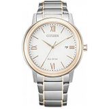 Citizen Eco-Drive herenhorloge met roestvrijstalen armband, Meerkleurig/wit., Armband