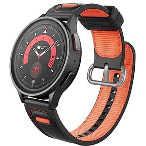 Caseology Athlex Armband compatibel met Samsung Galaxy Watch 6 Classic 47 mm 43 mm / Watch 5 Pro 45 mm / Watch 6/5/4 44 mm 40 mm en 20 mm breed, siliconen bekleding, nylon vulling, actief oranje,