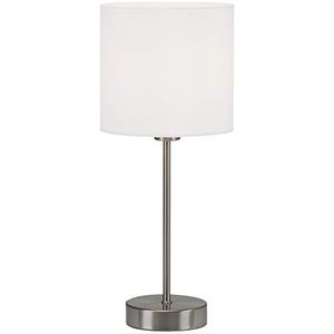 BRILONER - Nachtlampje met stoffen lampenkap, aan/uit-schakelaar, E14-fitting, max. 25 W, tafellamp, bureaulamp, bureaulamp, leeslamp, 38,5 x 16 cm, wit