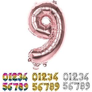 Boland 21999 Folieballon cijfer 9, maat 36 cm, roségoud, cijfers, ballonnen, verjaardag, jubileum, jubileum, levensjaar, verrassingsfeest, kinderverjaardag, decoratie