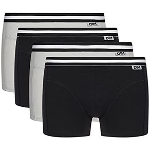 DIM Ecodim Coton Stretch Comfort heren Boxershorts (4-Pack), grijs (Noir/Gris/Noir/Gris 03N)., L