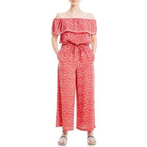 Max Studio Jumpsuit met blote schouders van crêpe voor dames, Red Dotty Mum