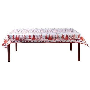 Pro tafelkleed: damastpapieren wegwerptafelkleed op een rol van 25 m lang en 1,20 m breed, rood kerstmotief. Damastpapier met een chic en klassiek universeel patroon, Ref R482581I