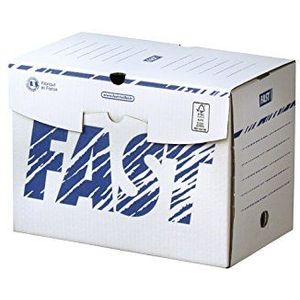Fast Set van 10 archiefdozen van karton, rug 20 cm, handmatige montage, wit/blauw