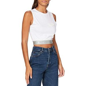 Gianni Kavanagh White Silver Sunrise Crop Top T-shirt voor dames, Wit.