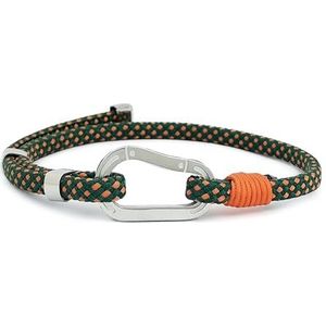Aloha® Armband met karabijnhaak, bergen, klimmen, cadeau-idee, heren, dames, verstelbaar, staal, zilver, Roestvrij staal