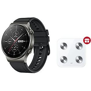 HUAWEI Watch GT 2 Pro, smartwatch + HUAWEI Scale 3 slimme weegschaal, AMOLED-touchscreen van 1,39 inch, 2 weken batterijduur, GPS & GLONASS, SpO2-meting, oproepen via Bluetooth, zwart