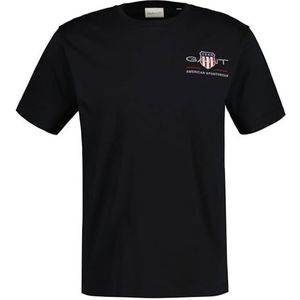 GANT Reg Archive Shield Emb Ss T-shirt met korte mouwen Archive Shield Regular Heren, zwart.