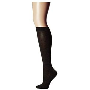 FALKE Nr. 1 Lurex, kasjmier zijde, dames, zwart, vele andere kleuren, versterkte sokken, zonder motief, lang, effen, warm, luxueus, 1 paar, Zwart (Black 3009)