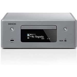 Denon RCDN10 Stereo Receiver met CD Speler & Radio, HiFi Receiver met Bluetooth, WiFi, Airplay 2, Muziek Streamen, HEOS Multiroom, 2x Optische Ingang - Grijs
