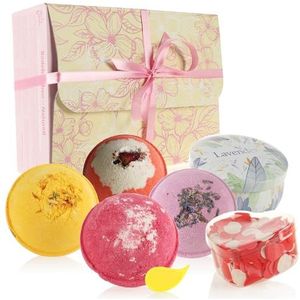 Robin Goods® Set van 6 badbommen - sojawas en badconfetti kaars - badbommen - geschenkdoos voor Moederdag (4-delig - met kaars en confetti)