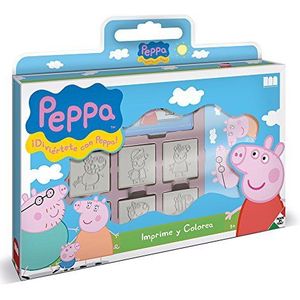 Multiprint Peppa Pig koffer met 7 stempels voor kinderen, 100% gemaakt in Italië, gepersonaliseerde kinderstempels, van hout en natuurlijk rubber, wasbare inkt, niet giftig, cadeau-idee, art. 07875