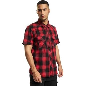 Brandit Check T-shirt met korte mouwen voor heren, Rood/Zwart