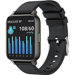 yussa Smartwatch | nieuwste generatie 2023 | bloeddrukmonitor | SpO2 zuurstof in het bloed | slaapmonitor | IP67 waterdicht | fitnesstracker | voor dames en heren, Zwart vierkant., Modern