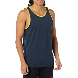 Amazon Essentials Heren tanktop, slim fit, marineblauw/geel, S