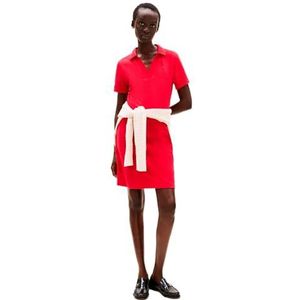 Tommy Hilfiger Slim Open Nk Polo Dress Ss Ww0ww42567 Polojurk voor dames, Rood (primair rood), L