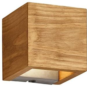 TRIO, Wandlamp, Brad incl. 1 x LED,SMD, 4,3 Watt,3000K,430 Lm. Lichaam: Natuurlijk hout, houtkleur L:11,0cm, H:11,0cm, P:11,0cm OSRAM Binnen