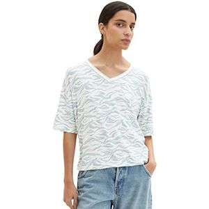 TOM TAILOR Dames T-shirt, 31282 - Blauw Small Wavy Design