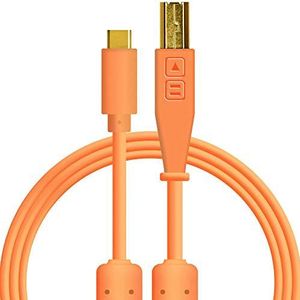 DJ Techtools Chroma USB-C-kabel, USB-C naar USB-B-kabel geoptimaliseerde audio van hoge kwaliteit (volledig gevlochten afscherming met twee ferrietkernenergieën, lengte 1,5 m met klittenbandsluiting)