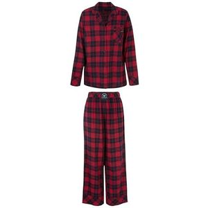 Emporio Armani Tartan Christmas Viscose Long Pajamas dames set, Schots rood/zwart, XL, Rood/Zwart Schots