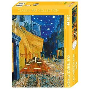 Close Up Premium puzzel - 2000 stukjes - Cafeterras 's avonds van Van Gogh (68,8 x 96,6 cm)