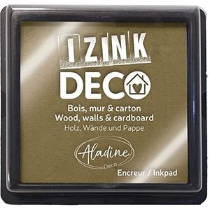 Aladine - Izink decoratief stempelkussen maat XL 10 x 10 cm – zeer dekkende pigmenten, sneldrogend – hoogwaardig schuim, ideaal voor creatieve vingerafdrukken op muur, hout en karton – goud