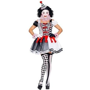Widmann - Miss Harlequin kostuum, jurk, clown, pantomime, circus, Halloween, carnavalskostuum
