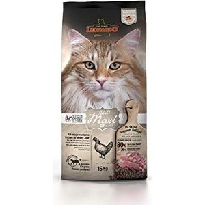 Leonardo Adult GF Maxi Kattenvoer voor volwassenen, 15 kg, graanvrij droogvoer voor katten, alleen voor grote kattenrassen vanaf 1 jaar