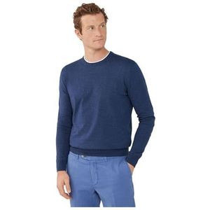 Hackett London Ronde hals van katoen en kasjmier gebreid heren, Navy Blauw