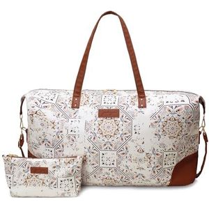 Jadyn B Luna Duffel - 54 cm - 37 L - Reis- of sporttas met toilettas met ritssluiting, Mozaïek., Zachte sporttas met veganistische lederen accenten