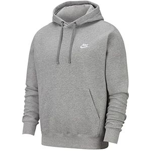 Nike Heren Hooded Long Sleeve Top M Nsw Club Hoodie Po Bb, Dk Grey Heather/Matte Silver/White, BV2654-063, M