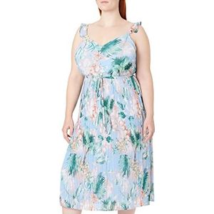 Dorothy Perkins Tropical dames midi-jurk plissé midi-jurk met geïntegreerde bandjes blauw (210), 52, blauw (Blue 210)