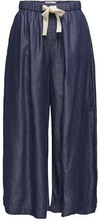 ONLY Onlbea Hw Wide Palazzo Ankle DNM année de construction, Bleu foncé denim, XL