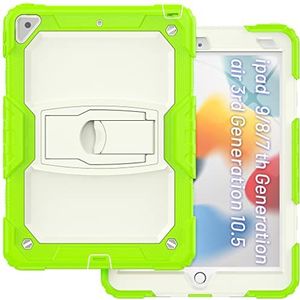 Étui pour iPad Air 3 2019/iPad Pro 10.5 2017 avec support de maintien, étui de protection robuste antichoc avec structure à 3 couches, beige + vert