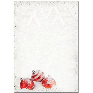 SIGEL DP247 Kerstbriefpapier, kerstballen, 21 x 29,7 cm, 90 g/m², rood, wit, 100 vellen