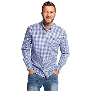 JP 1880 Menswear L-8XL 748509 heren geruit overhemd lange mouwen button-down kraag modern fit tot 8XL, Helder kobalt