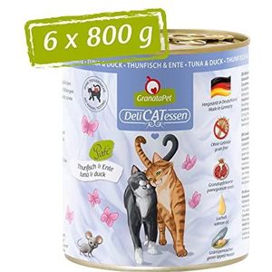GranataPet Delicatessen Tonijn & Eend natvoer voor katten, voedsel voor fijnproevers, graanvrij en suikervrij voer, 6 x 800 g