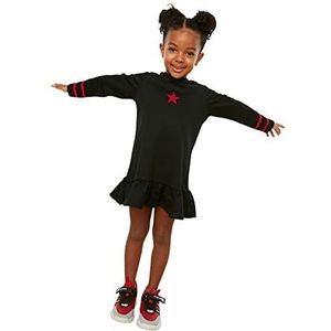 TRENDYOL Babymeisje gestreept gedetailleerd geborduurd kinderjurk gebreide jurk zwart 7-8 jaar, zwart.