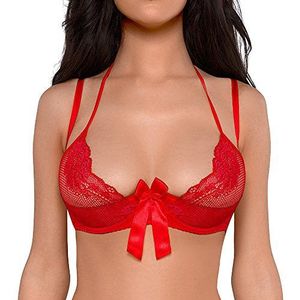 Axami V-6651 Heat Soutien-Gorge Redresse-Seins Top Qualité Femmes Lingerie Unicolore A Fil Laçage Fermeture A Agraphes Piece du Set-, Rouge,85E