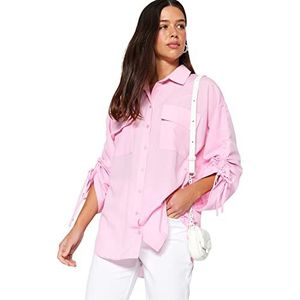 Trendyol Shirt - Roze - Casual Fit Tuniekshirt voor dames (1 stuk), Lichtroze