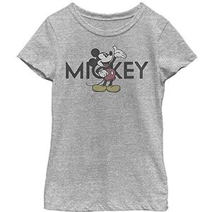 Disney Mickey and Friends Classic T-Shirt Mickey Text Girls Grey Heather Athletic XS, Athletic grijs gemêleerd