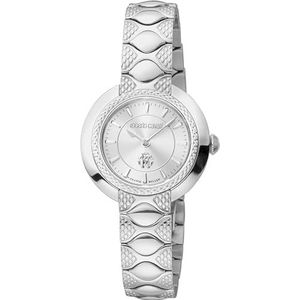 Roberto Cavalli by Franck Muller RV1L180M0011 Analoog kwartshorloge voor dames met roestvrijstalen armband, zilvergrijs, mode, Zilver Grijs, Modieus