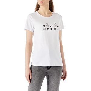 Koton T-shirt met ronde hals, korte mouwen voor dames, Ecru (010)