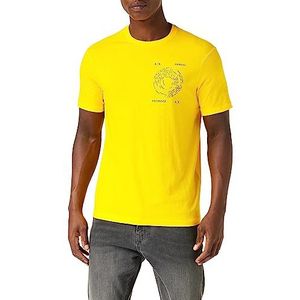 Armani Exchange T-shirt en coton Pima pour homme à motif logo rond Coupe droite, jaune, L